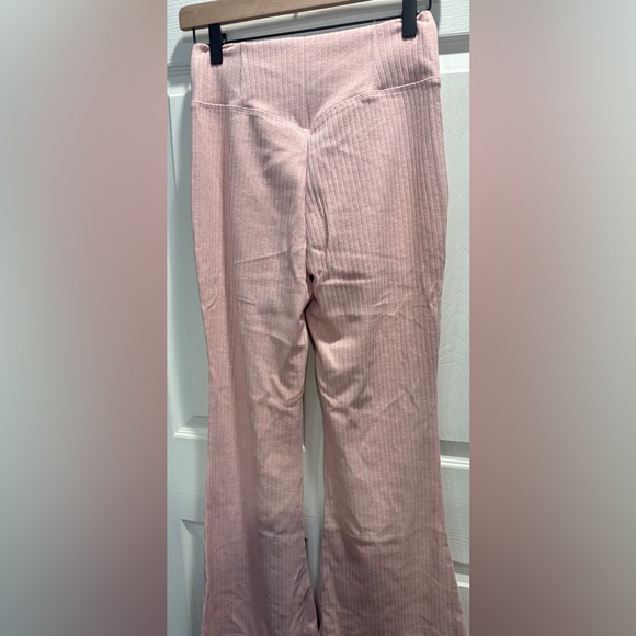 Halara Ribbed Knit High Waisted Crossover Flare Pants Tummy Control NWT - Picture 8 of 15